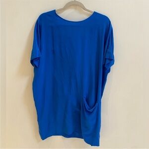 COS 100% Silk Vivid Blue Short-Sleeve Mini Dress with Draped Pocket - NWT!